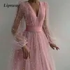 Vrouwen zomer mesh tule sexy dame feestjurk 2021 lente lantaarn lange mouw pailletten Dots jurken elegante vrouwelijke vestidos robe x0521