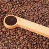 Wood Coffee Scoop With Bag Clip Tablespoon Solid Beech Wood Measuring Scoop Tea Coffee Bean Spoon Clip Gift Wholesale DAA223