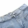 Moda Shorts Mulheres Mulheres Verão De cintura alta Torda de renda Casual calças curtas elegantes jeans chiques jeans curtos femme 210709