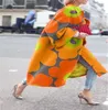 Kvinnors trenchrockar Autumn Winter 2022 Kvinnor Coat Windbreaker Long Fleche Sleeve Fashion Trend Tryckt Loose Cardigan Hig