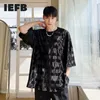 IEFS estate casual t-shirt nera per uomo stile coreano diamante patchwork satinato comodo semplice manica corta tee top 9y7080 210524
