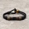 Haute Qualité Hommes Punk Style Ethnique Bracelet Noir Personnalité En Cuir Tissé Alliage Accessoires Chanvre Corde Bracelet Hommes Petit Cadeau Q0719