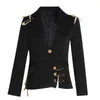 DWOTWINSTYLE FORET FIT BLACK HALLULD OUT PIN-код сращенной куртки Blazer Щит с длинным рукавом Женщины Пальто моды осень зима 211019