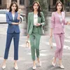 Panie Temperament Biuro wysokiej jakości spodnie garnitur dwuczęściowy jesienne kobiety profesjonalne damskie kurtki Slim spodnie 210527