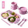 6pcs/set Baby Bamboo Fiber Dishes Creative Car Shape Plate Divided Children Tableware Kid Food Plate Baby Learning Dishes Cup 210226 2243 Y2