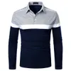 Koszulki polo Colorblock Mężczyźni Jesień Wiosna Z Długim Rękawem Polo Homme Casual Slim Męski Koszulki Polo Streetwear Patchwork Para Hombre 210524