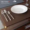 ME.FAM Simple Leather Texture Silicone Placemat Anti- Dish Pad Waterproof Oilproof Home Dining Table Mesa Protection Mats 210706