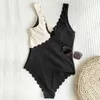 Sexy maiô feminino bodysuit swimwear corte flor push up monokini patchwork banhar-se maiô beachwear 210521