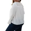 T-shirt taglie forti Saldi Camicetta in chiffon con cuciture in pizzo tinta unita Camicette lunghe a maniche lunghe in petalo bianco da donna Femme 4XL