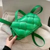 Shoulder Bags Fashion Designer Square Woven Leather Handbag 2021 Ladies Green Crossbody Bag Korean Style Casual Dating Trendy