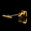 Luxury Tack Pin Square Czech Crystal Mens Shirt Clips Pins Lock Button with Chain Men Tie Buckle Clothing Wedding Gifs