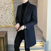 Men039S Trench Coats Business Casual Slim Fit Gentleman Long Overcoats Mens Gray Blazers Jackor Black Winter Woolen Elegant6085063