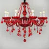 Люстры Фабрика прямой роскошный красный европейский стиль гостиной кристалл лампы украшения столовая / спальня / гостиная