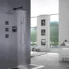 Matte Black Baño Sistema de ducha Montado en la pared Ducha Ducha Termostático Tuercas Faucet Set
