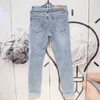 Męskie dżinsy Ight Blue Flex Mimout Jean Ripped Pleat Streetwear Slim Skinny Stretch Dżins Stożkowy Pant Mężczyźni Motocykl Klasyczne Spodnie