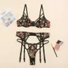 Mulheres Sexy Lingerie Set Suspender Bordado Terno Verso Porn Porn Roupa Interior Mulheres Costum Exotic dentro de Tentação Underwear Y0911