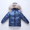 Bebé Niños Invierno Pato Abajo Abrigos de piel con capucha Niños Niñas Niños Grueso Impermeable Niño Chaquetas cálidas 211203