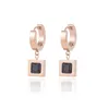 Rose Gold Stainless Steel Dangle Earring Sauare Black White Diamond Huggie Earrings for Women9576132