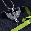 Punk Cupidon Plume Ailes Ange Pendentif Collier Pour Femmes Hommes Gothique Bijoux Avec Chaîne En Acier Inoxydable