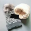 Womens Designer Winter Velvet Beanie Hat With Pompoms Women Soft Stretch Cable Knitted Pom Poms Cashmere Hats Female Warm Skull Ca258u