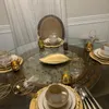 Placas de pratos 6 pcs rodada de ouro 13 "placas de carregador de plástico, carregadores de placas para festa, jantar, casamento, elegante decoração