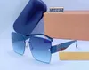 Hochwertige randlose Sonnenbrille Design Damen Sonnenbrille polarisierte Linse UV400 quadratischer Rahmen für Männer mit Box