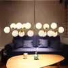 Moderne Magic Bean LED Kroonluchters Lampen Goud / Zwart Frosted Art Glazen Bal Kroonluchter Woondecoratie voor Woonkamer Slaapkamer Cafe Bar Foyer