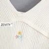 Zevity Women Fashion Floral Embroidery Camis Tank Topps Summer Wear Female V Neck Sticke Casual Sling Vest Crop Tops LS6984 210603