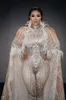 Décoration de fête T55 Costume de scène de danse de salle de bal Cape de plumes Femme Chanteuse Perform Outfit 3D Impression Stretch Justaucorps Combinaison 298T