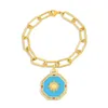 Bohemian geometrisk charm armband för man regnbåge sol och måne bijoux vintage smycken cz sten turkiska guldarmband