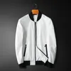 Men Spring Jacket Sports Classual clássico preto branco simples contraste colorido combinando costura masculino zíper de jaquetas domésticas