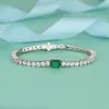 Mode 35mm skapade Emerald High Carbon Diamond Tennis Armband för kvinnor 925 Sterling Silver Wedding Chain Armband 1518CM6870391