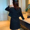 Women's Tracksuits Winter Fashion Tweed Short Coat And Dress High Quality Beading Sequins Slim 2 Piece Sets