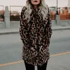 Mode Winter Mantel Frauen Mantel Luxus Langarm Revers Kragen Leopard Print Woolen Dicke Warme Midi Plus Größe 3XL 211220