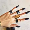 Docona 3pcsset Gothic Black Opening Rings for Women Punk Midi Finger Knuckle Alloy Ring Set Fashion Jewelry Accessories 5504 Q070