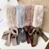 Mode haak gebreide sjaal herfst winter warmer faux bont sjaals voor vrouwen pluche sjaal foulard femme kraag nek warmer