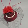 Headpieces Bridal Net Feather Hats White Red Black Birdcage Wedding Hats Fascinator Face Pearls Veils