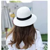 Dames zomer brede rand zon hoed vrouwen floppy sunhat outdoor vouwen strand strohoeden UV-bescherming cap met lint groothandel