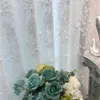 Белые элегантные занавески LXury Tulle содержат жемчуг вышивки бусины окна карапс занавес ясных для гостиной закончен ZH040 # 5 210712