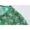Green Flowers Printing Maxi Dress Woman Summer Short Sleeve Spliced Ruffles Hem Casual Female Clothes 210421
