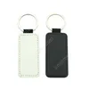 Sublimation porte-clés blanc pu cuir porte-clés transfert à chaud impression porte-clés simple face imprimé porte-clés bricolage bande cadeaux DAJ282