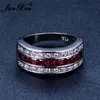 Anneaux de mariage JUNXIN Mode Femmes Rouge Géométrique Anneau De Luxe Or Blanc Vintage Pour Naissance Pierre Bijoux