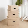 Square cotton linen clothing storage box large wardrobe Rectangle bin organizer with cover N10N010B138 210922