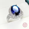 Cluster Rings Romantic Female 1 Zircon Stone Ring 925 Sterling Silver Blue Mosaic Solitaire Promise Love Wedding Band4557806