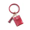محافظ سوار بطاقة المفاتيح حامل البطاقة خفيفة الوزن حقيبة مخلب مع دائرة كيرينغ الشرابة للنساء الفتيات