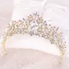 Corona nuziale Tiara Rosa Barocco Strass Cristallo Sposa Corona Testa Gioielli Copricapo da sposa Accessori per capelli da sposa X0625