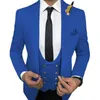 3 sztuki Slim Fit Garnitury dla mężczyzn z podwójnym breadsed kamizelkę Peaked Lapel Wedding Tuxedo Groomsmen Mężczyzna Moda Kurtka Spodnie X0909