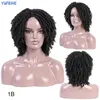 Peruki syntetyczne 14 cali 190 g/sztuka plecione włosy peruka Dreadlock dla czarnych mężczyzn kobiety naturalne dredy Ombre Party