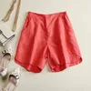 Vrouwen zomer mode korea stijl effen kleur linnen eenvoudige harajuku wide been ademend shorts vrouwelijke casual halve lengte 210714