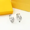 Pendientes de aro de plata para mujeres, hombres, diseñadores, pendientes, letras, espárragos, joyería de moda, lujos, Dimond F, aros, aros, collares con caja